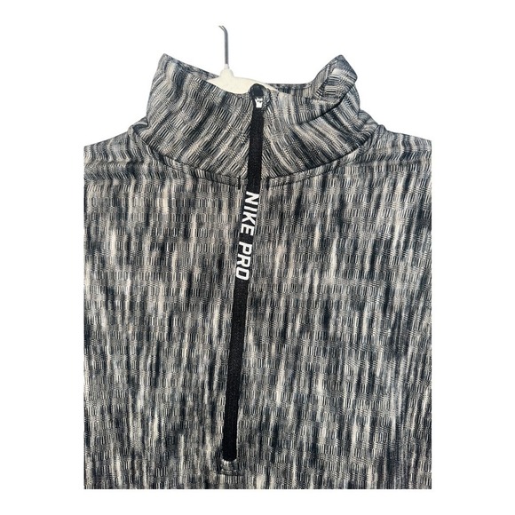 Nike Pro Black/White Hyperwarm Quarter Zip, Small - Picture 3 of 9